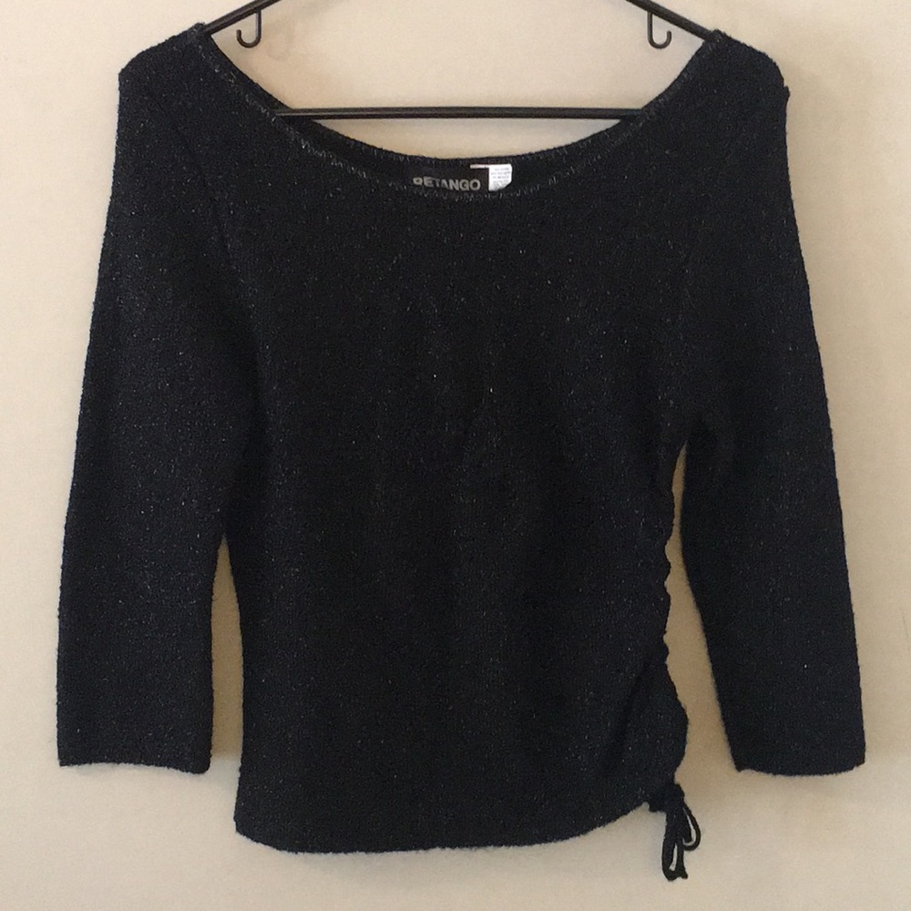 Glittery 3/4 sleeve🍸cocktail top cinched side tie